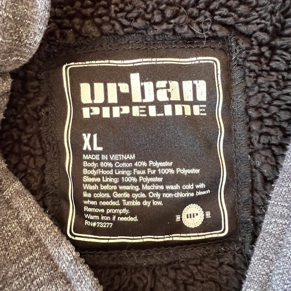 3/$25 SALE Urban Pipeline Boys XL Gray Full Zip Hoodie Faux Fur Lined Sweatshirt - Picture 4 of 9